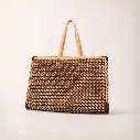 Sac artisanal en raphia damier